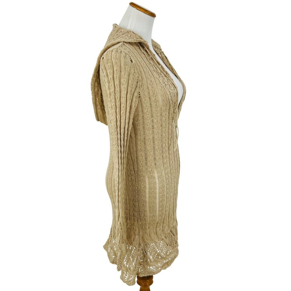 T-Party Vintage Inspired Hooded Zip-Front Bell Sleeve Crochet Cardigan - Picture 6 of 14